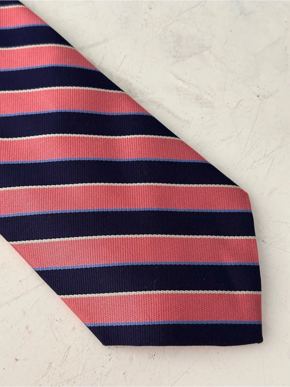 BROOKS BROTHERS PINK NAVY STRIPED SILK TIE CLASSIC LENGTH